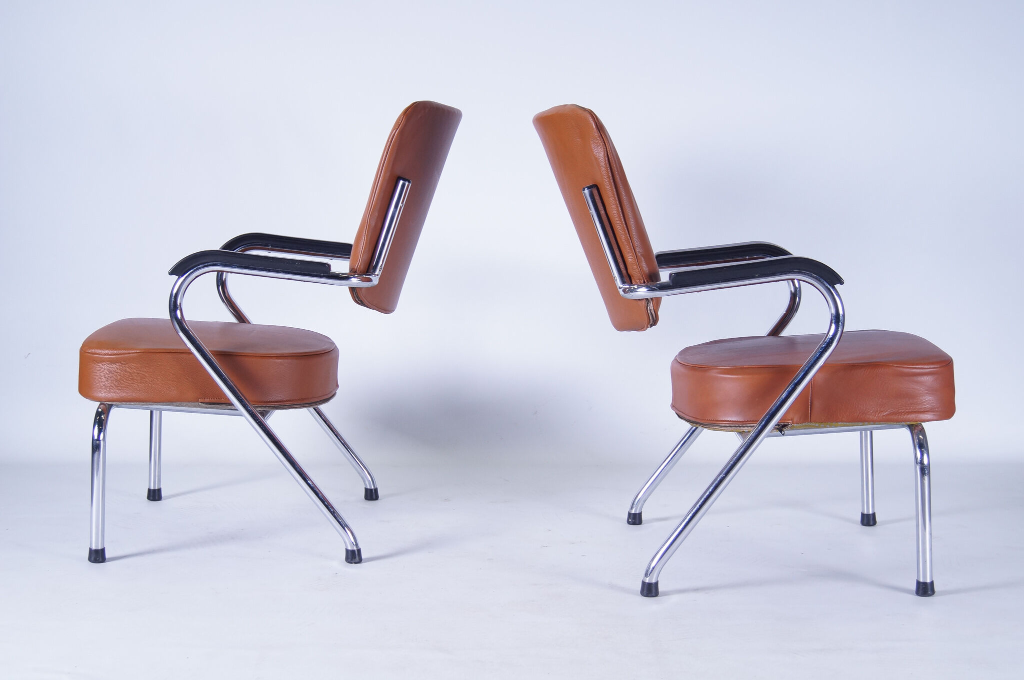 Chaises cognac cuir - set de 2