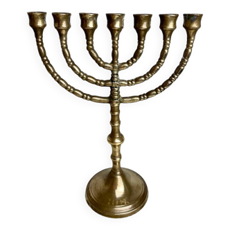 Menorah candlestick with five branches in brass