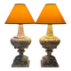 Pair of veined marble lamps