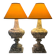 Pair of veined marble lamps
