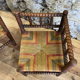 Pair of corner armchairs paillés in turned wood antique multicolored seat