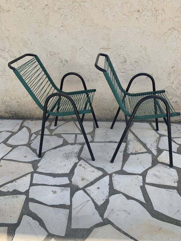 Paire de fauteuils scoubidou