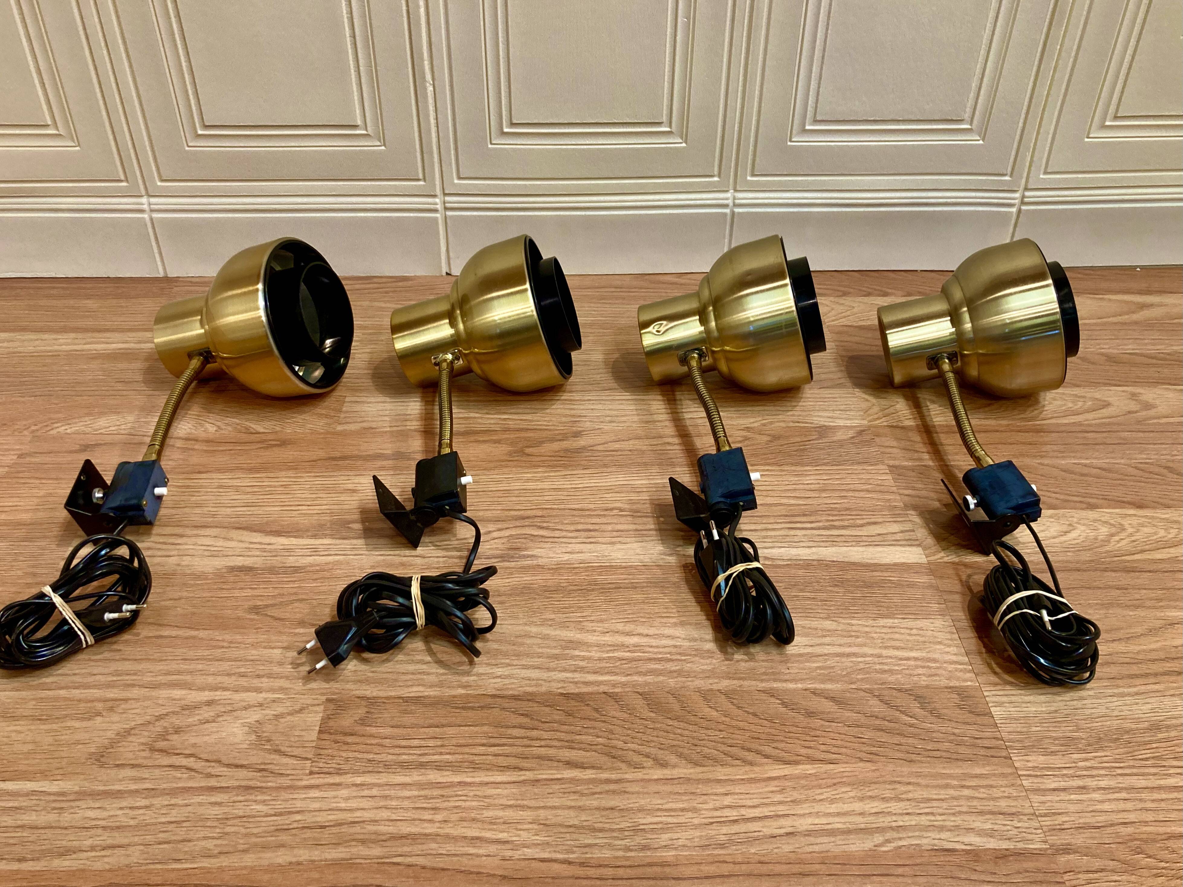 Set of 4 modular wall lights Scandinavian design 1950.