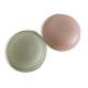 Duo of pink and green granite glass ceiling lights with grid patterns