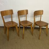 Set of 3 vintage wooden bistro chairs