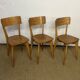 Série de 3 chaises bistrot en bois vintage