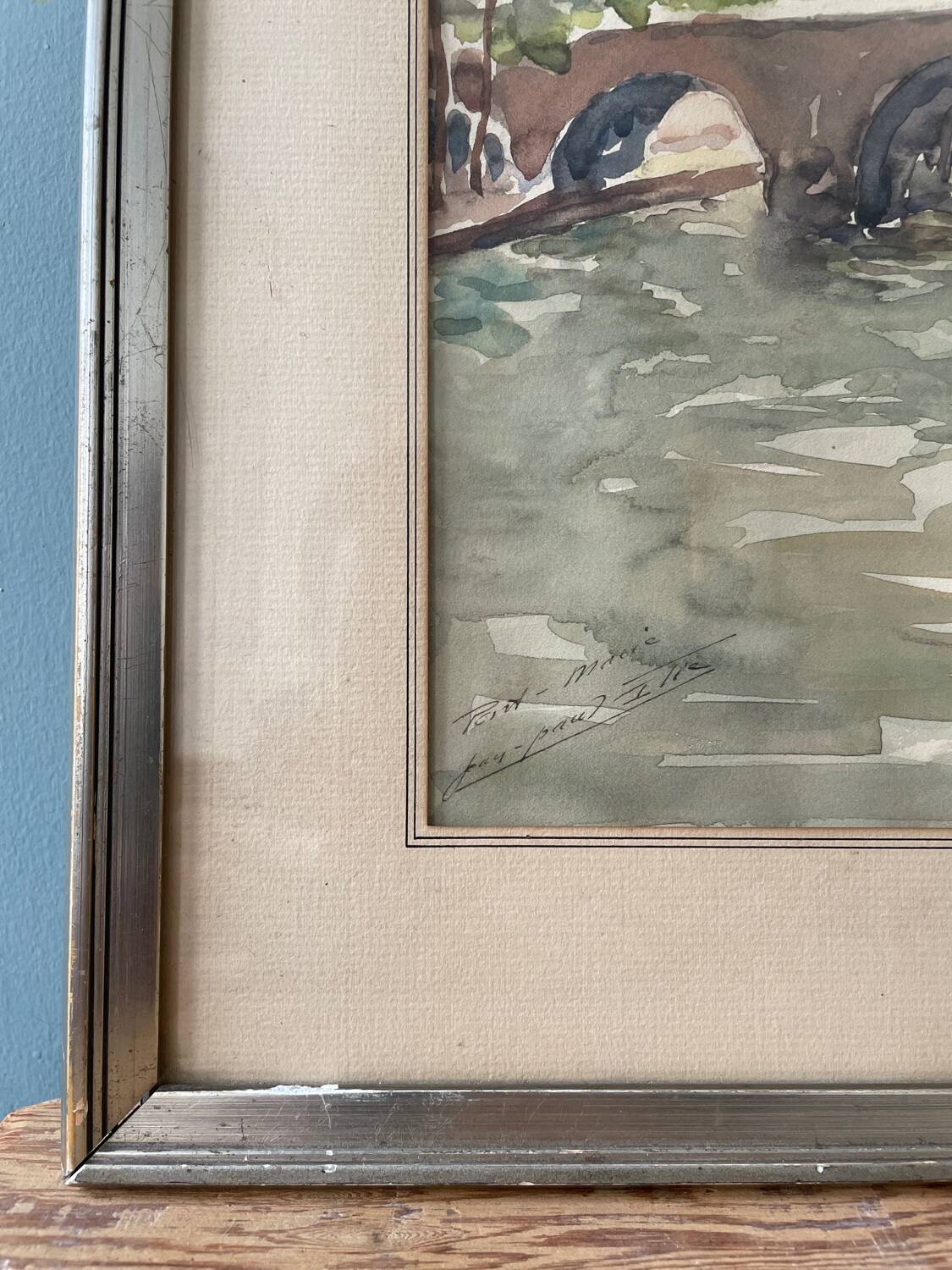 Old watercolor, the Pont Marie Paris