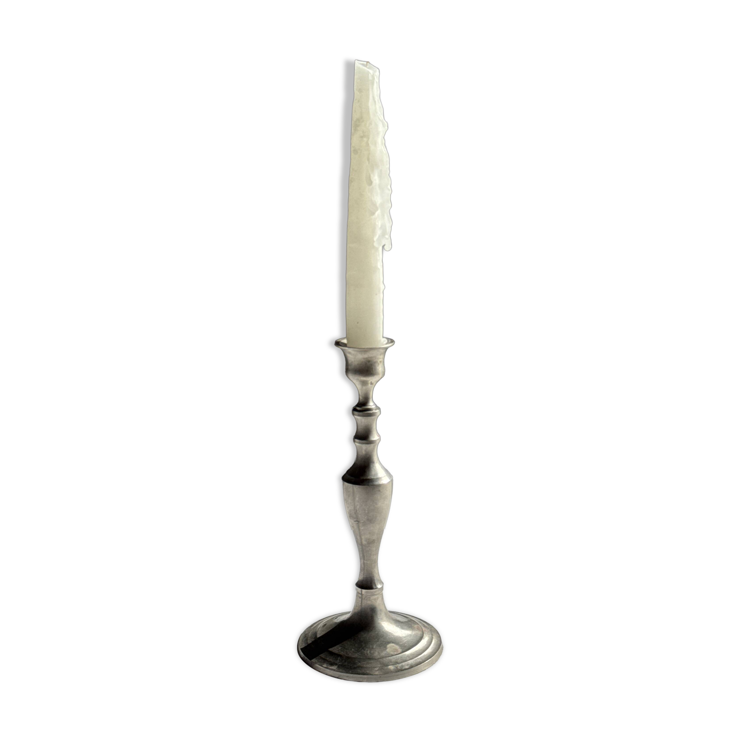 Antique silver-plated candlestick with a baluster shaft H21 D9.5