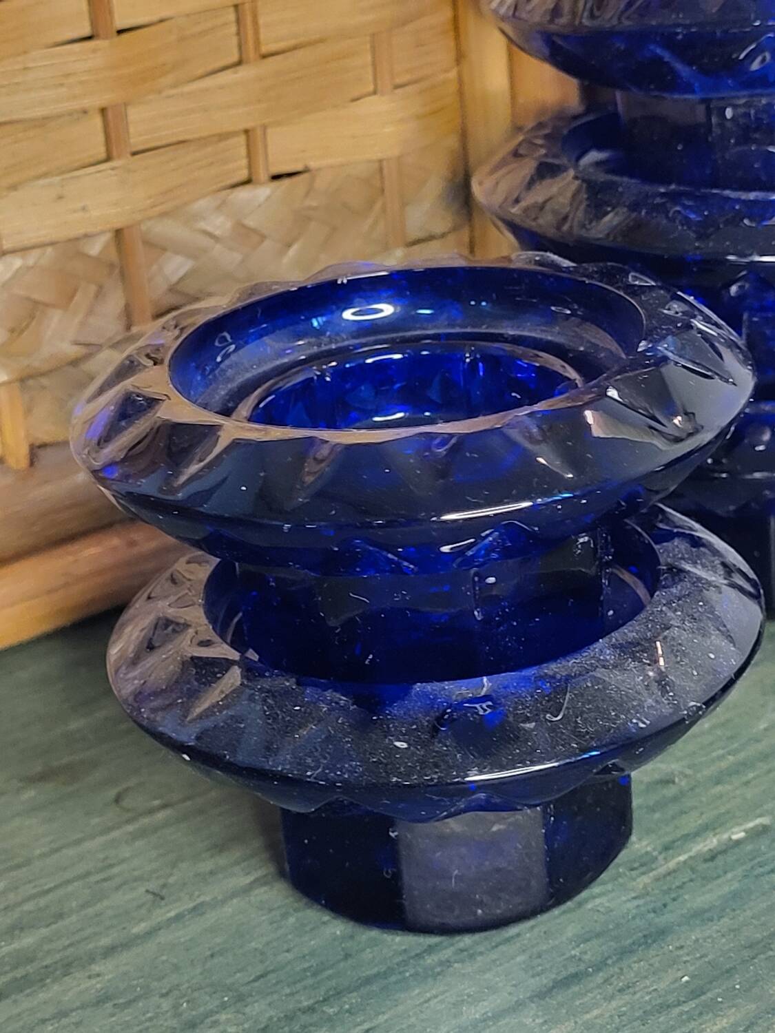 Navy blue candle holders