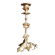 19th-century gilded bronze candlestick with leaf motifs, height 23.5 cm.