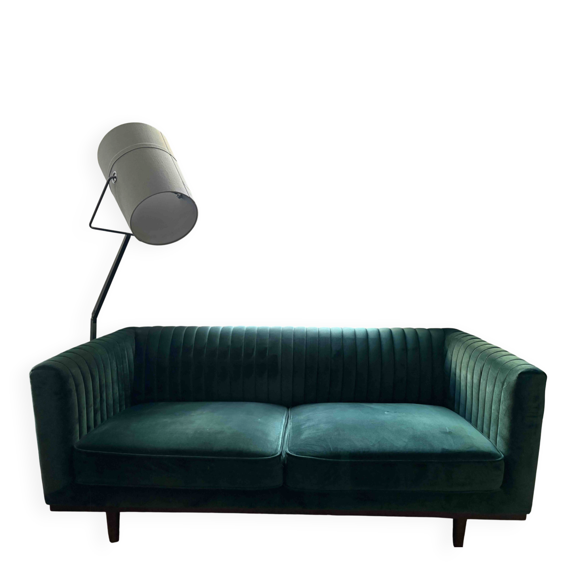 Green velvet sofa – 2/3 seats – Art Deco style