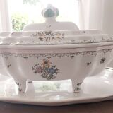 Tureen and platter signed Bondil in Moustiers, Provençal art earthenware