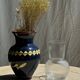 Ribbed glass ball vase