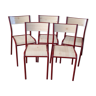 Set of 5 wooden school chairs and red tower 70s