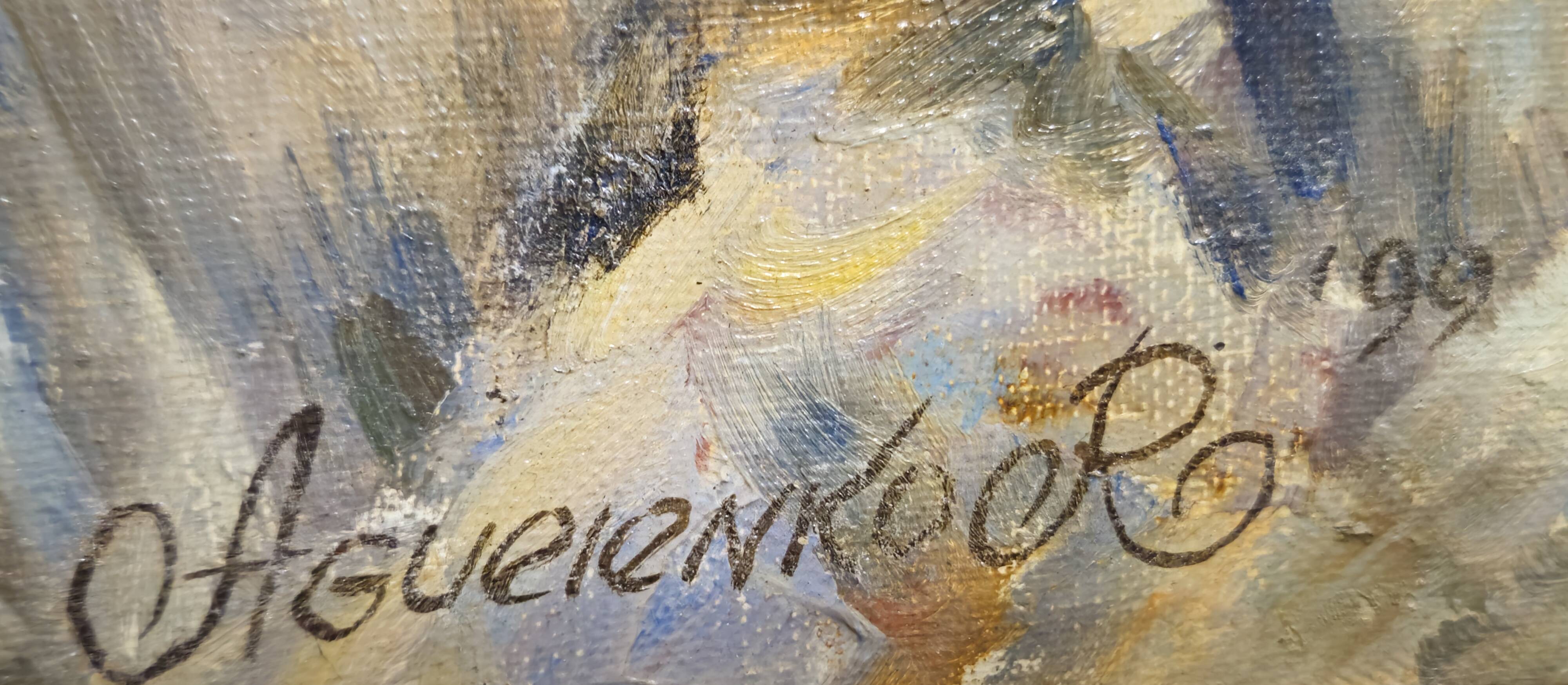 A. Guevenne – Animated Orientalist Scene with Camel – Oil on Canvas -