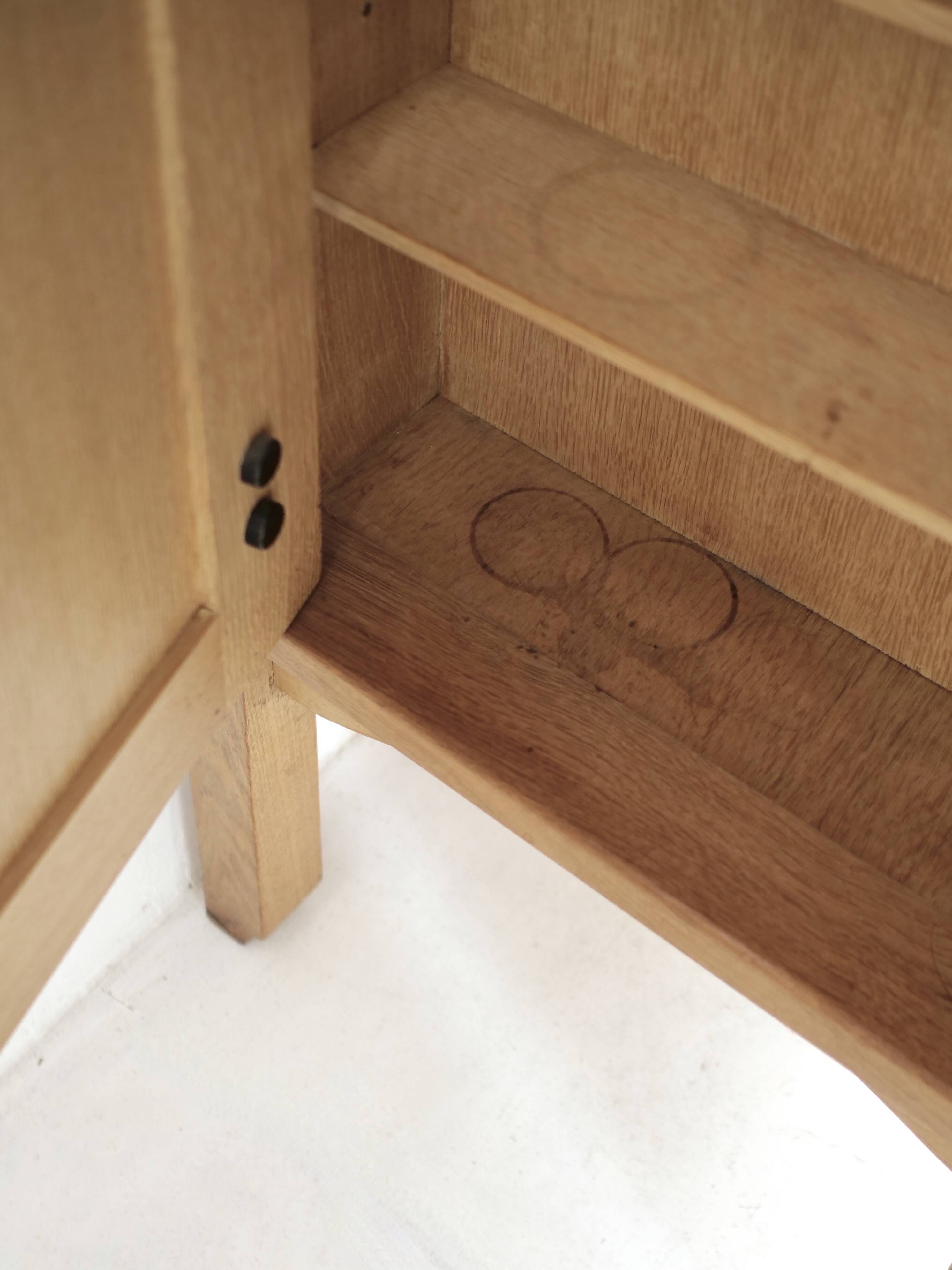 Guillerme and Chambron oak sideboard in light wood in a brutalist style.