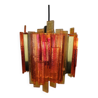 Claus Bolby pendant lamp brass and plastic Danish 70s