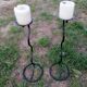 Pairs of candlesticks pique old forged iron candle