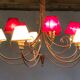 Italian chandelier 10 fires in patinated wrought iron burgundy and gold