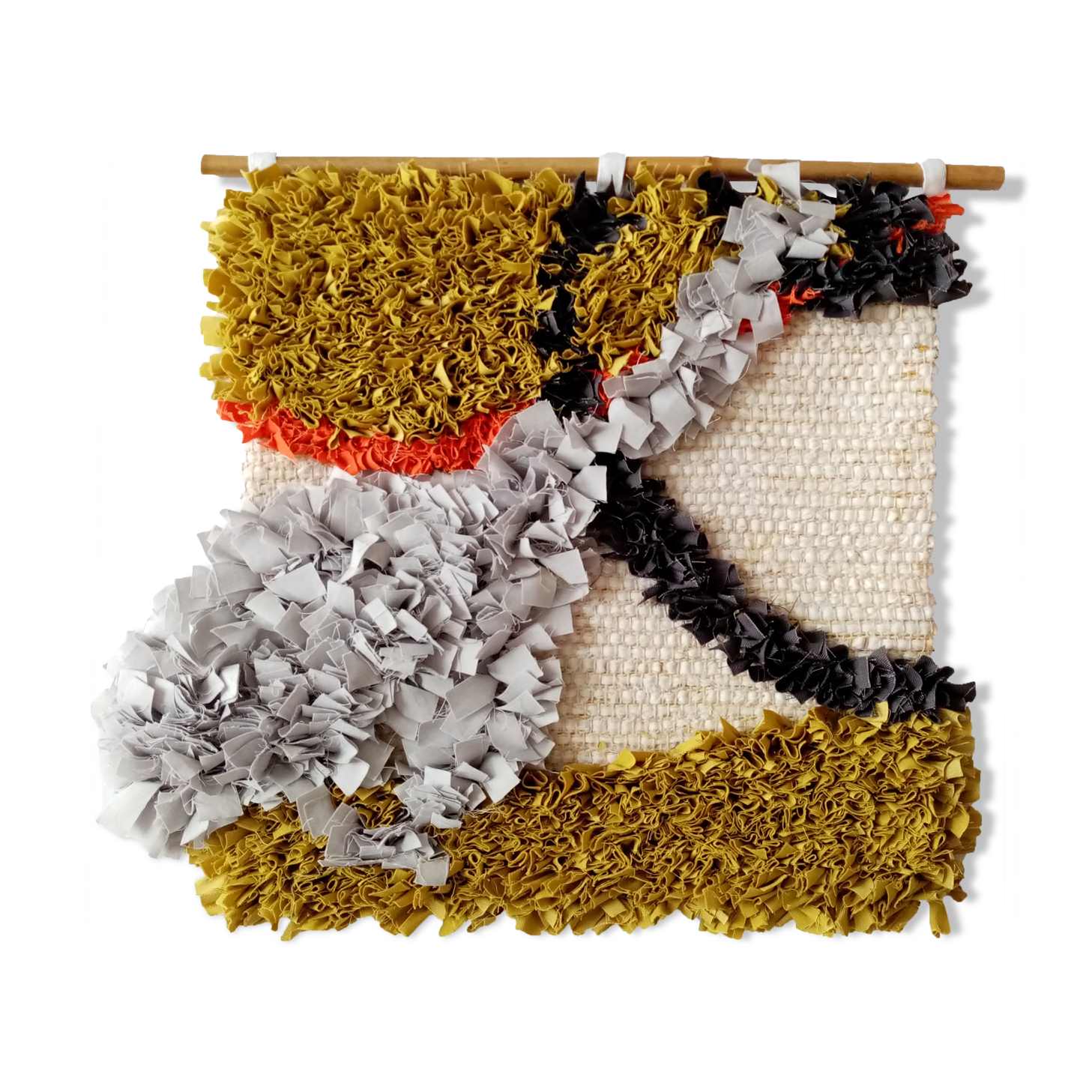 Contemporary handmade grey shaped fish tail cotton wall decor