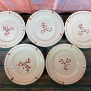 5 assiettes dessert vintage à fleurs