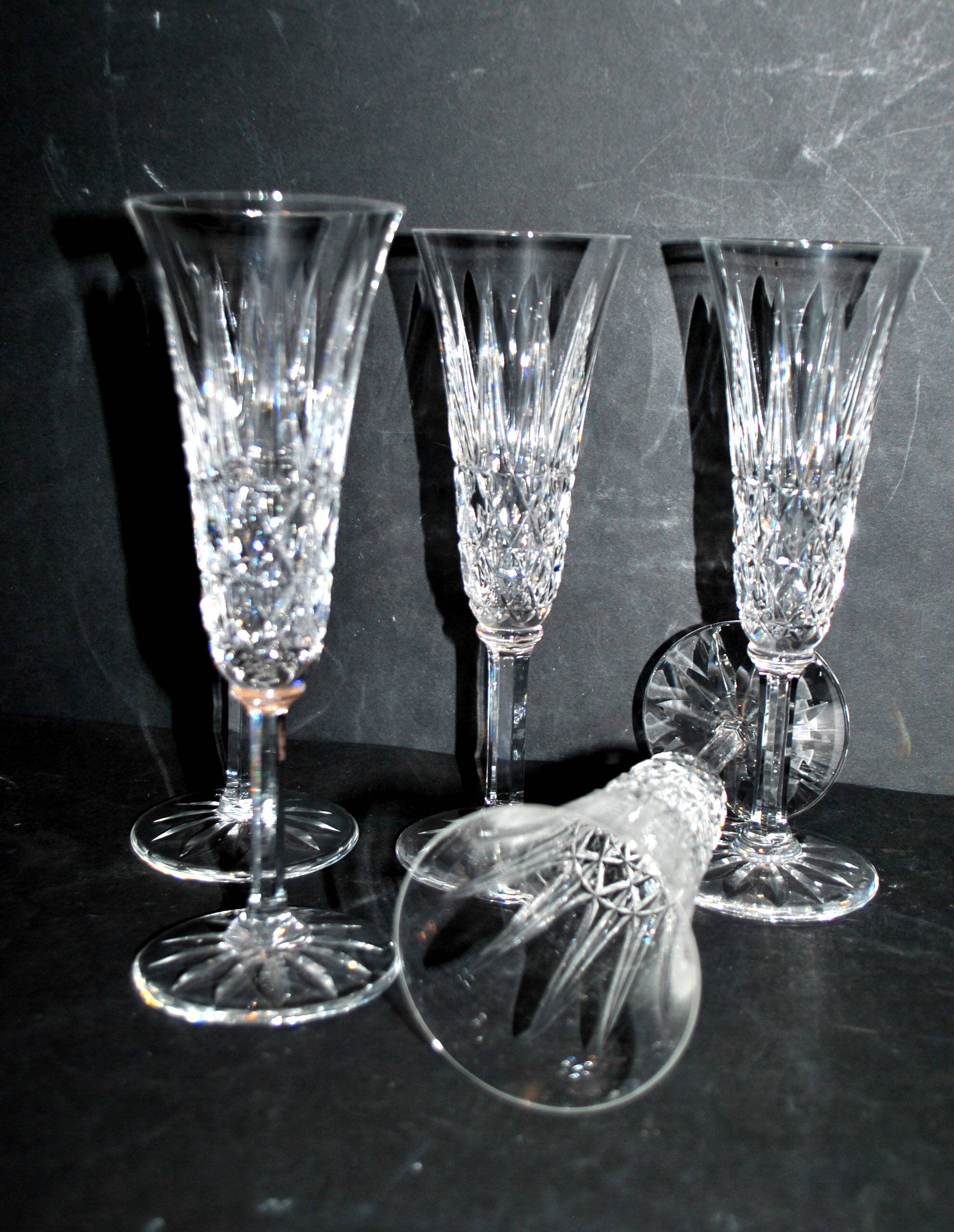 Set of 5 tarn champagne flutes in cut crystal from saint-louis h18.7cm