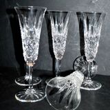 Set of 5 tarn champagne flutes in cut crystal from saint-louis h18.7cm