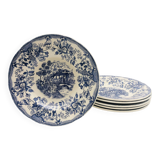6 vintage blue soup plates “Toile de Jouy patterns”