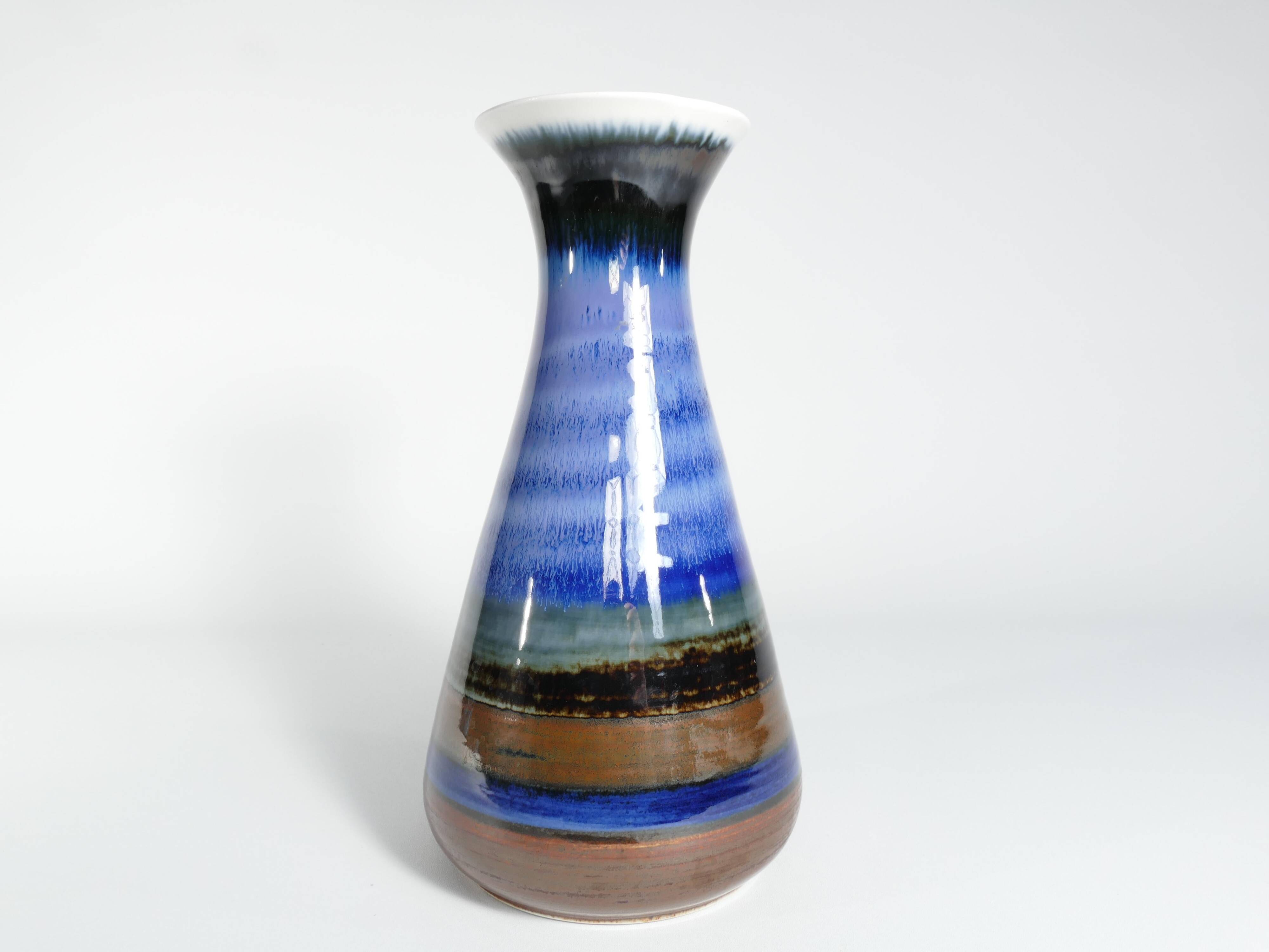 Large Polychrome Stoneware Vase by Gösta Millberg, Rörstrand, Sweden, 1960s