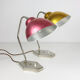 Lampes de table dorée et rouge du milieu du siècle, ensemble de 2