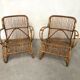 Pair of vintage rattan and bamboo chairs, 60s