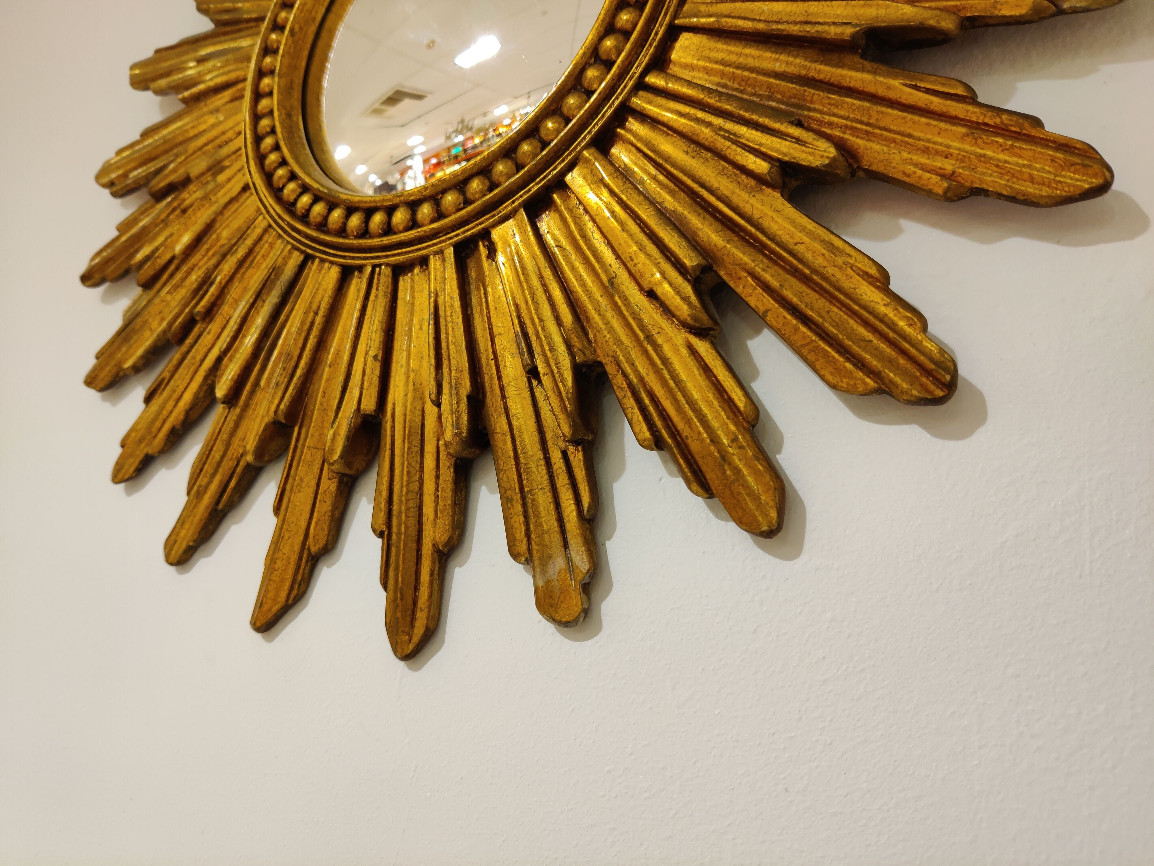 Mid century golden sunburst mirror, 1960s