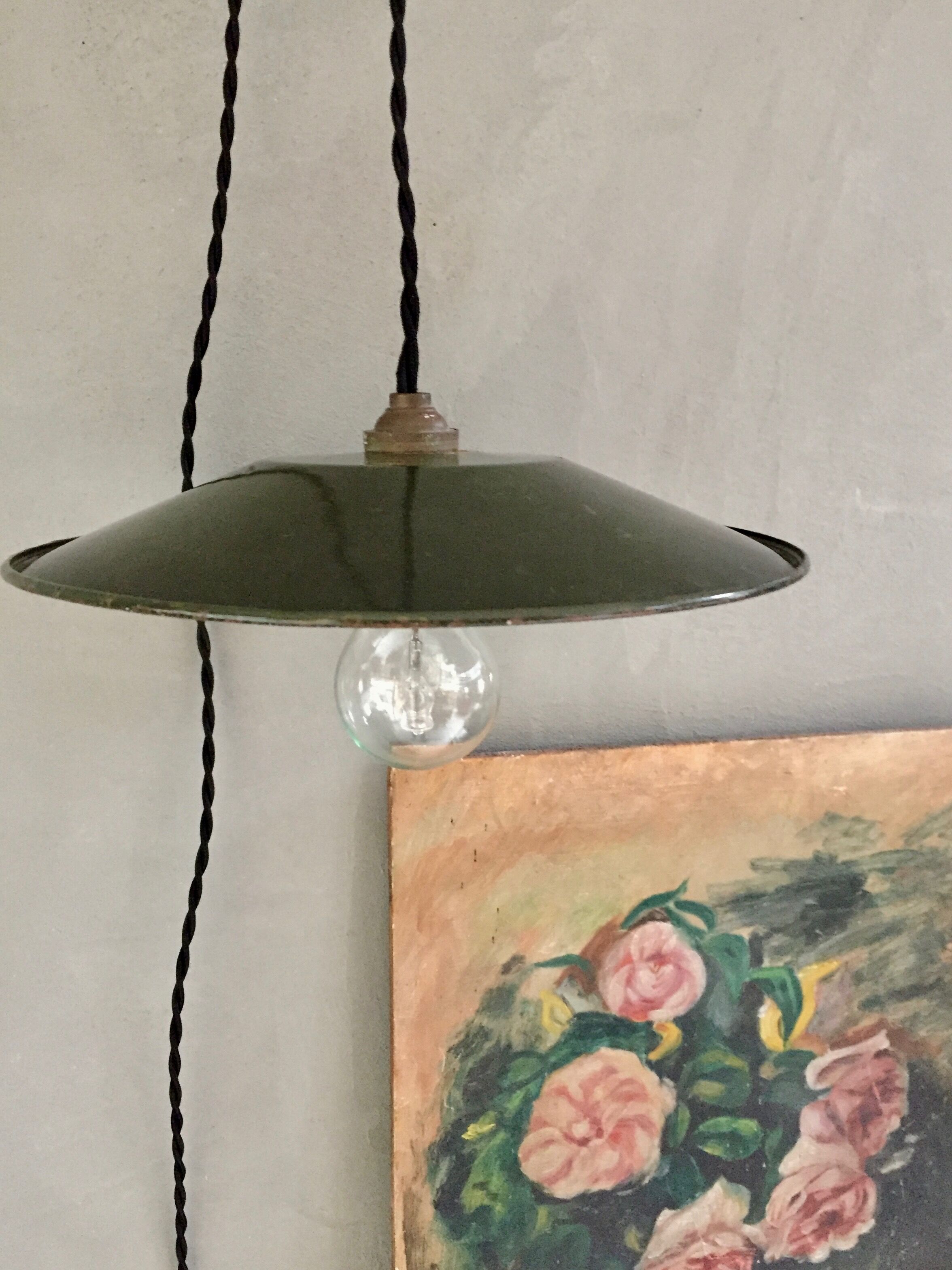Former green factory hanging lamp