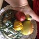 Openwork earthenware candy box with fruit slip