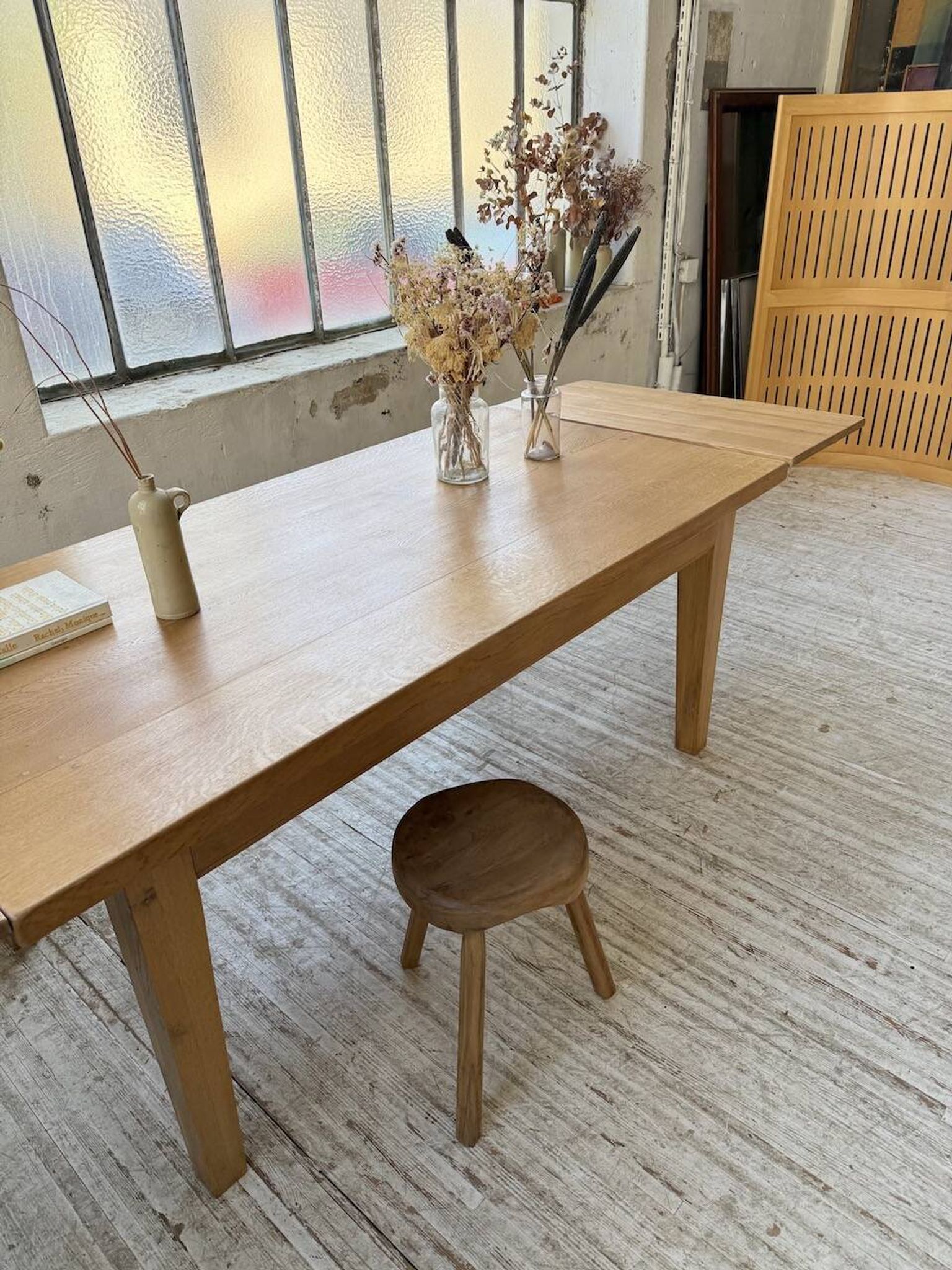 Table de ferme extensible en chêne massif