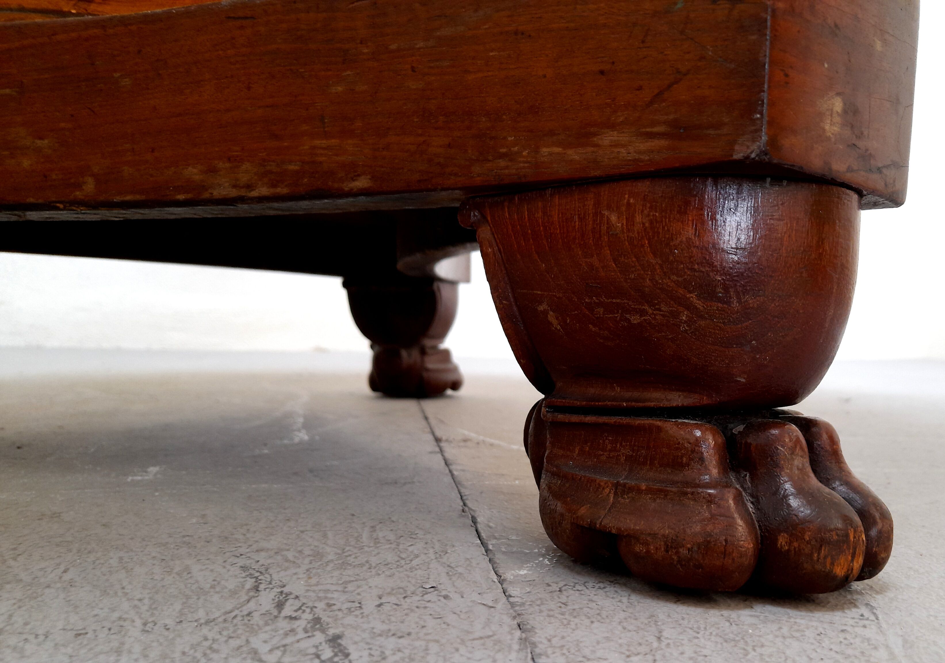 Neo-classical pedestal table in walnut and black marble - French work from the 1930s