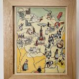 Old illustrated map of Burgundy - JP Pinchon