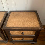 Tables de chevet - Bois exotique et rotin