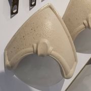 Pair of Art Deco corner wall lights in plaster and acid-etched glass, 1930s.