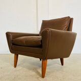 Vintage retro Danish mid-century G. Thams club chair in brown leather 60s