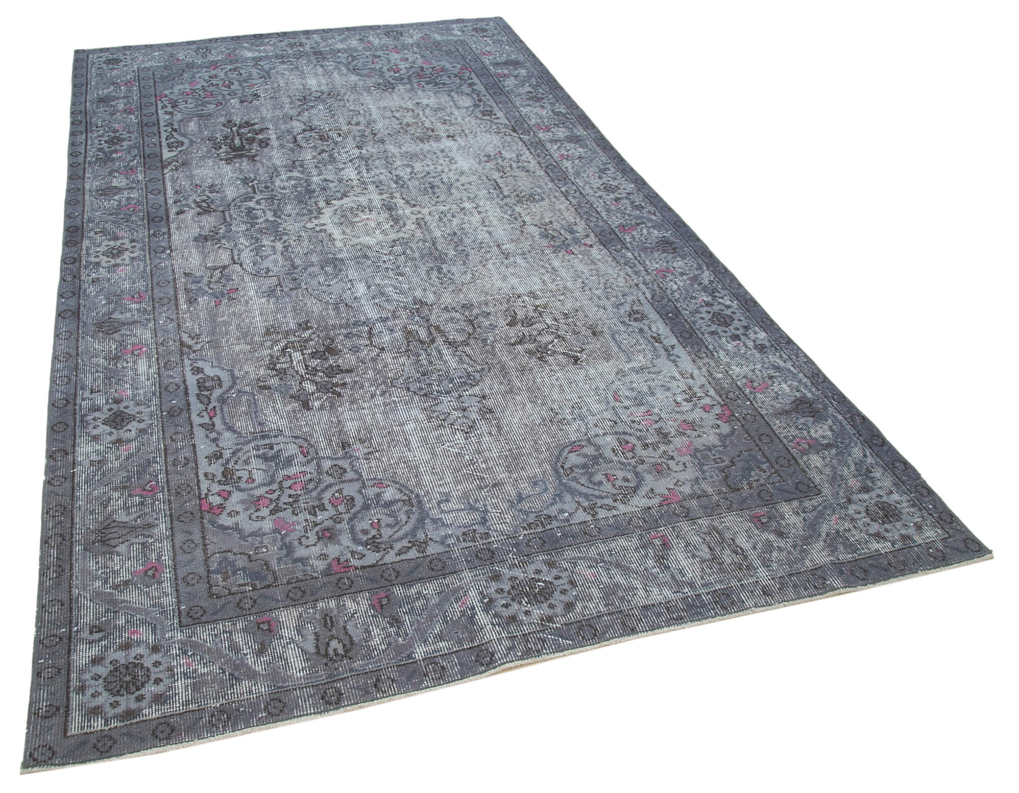 Handmade bohemian turkish 1980s 168 cm x 284 cm grey carpet