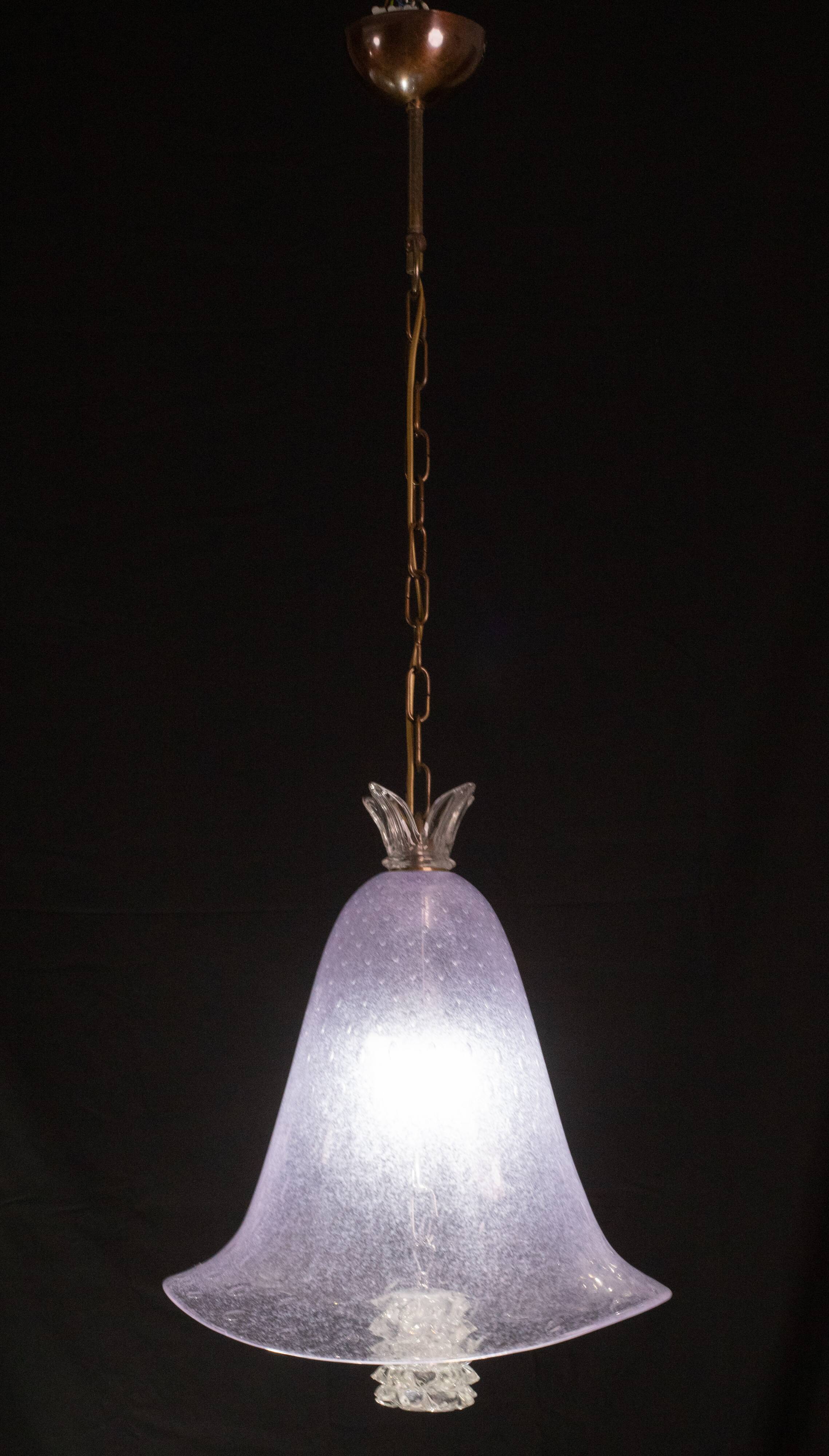 Elegant Barovier e Toso Lantern in Bubble Glass with a Rostrato glass element