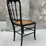 Napoleon III chair in blackened wood and cane