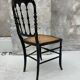 Chaise Napoléon III en bois noirci et cannage