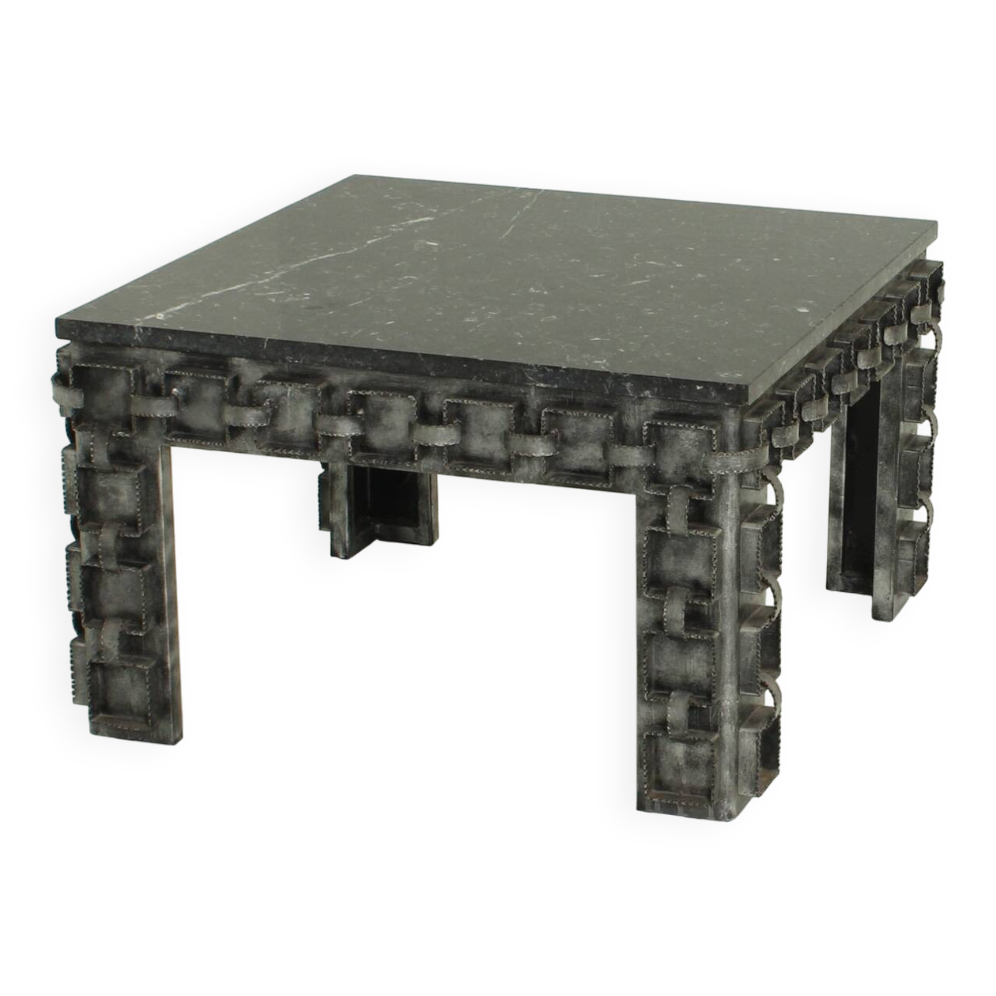 Brutalist coffee table with marble top, Spain, 1960s