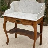 Louis XV dressing table in solid oak and white marble