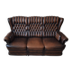 Chesterfield 3-seater chestnut coloured leather sofa