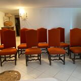 Chaises style Louis XIV tapissées orange