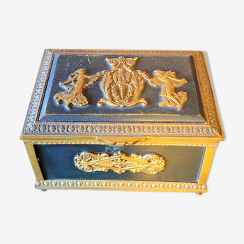 Old vintage box in gilded bronze empire