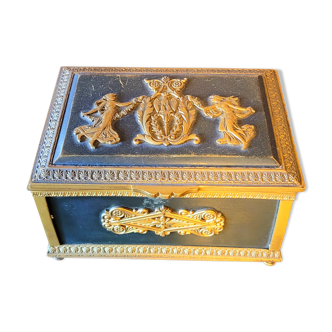 Old vintage box in gilded bronze empire